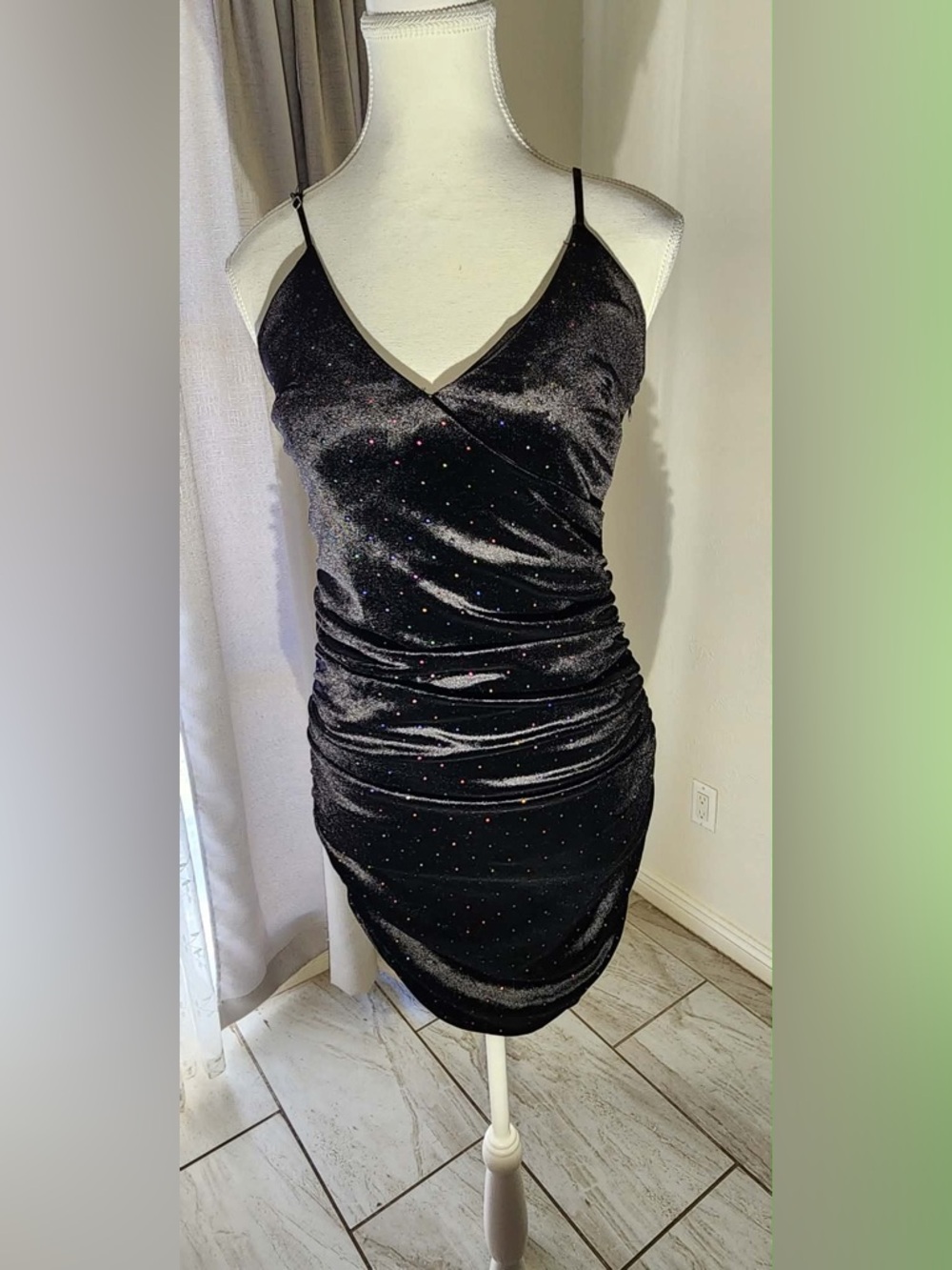 Forever 21 Black Velvet Mini Dress with Sparkling Accents